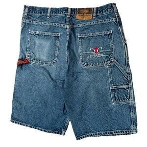Vintage Y2K Baggy Shorts Men 36 Embroidered Carpenter Wide Leg Skater Jorts Jean